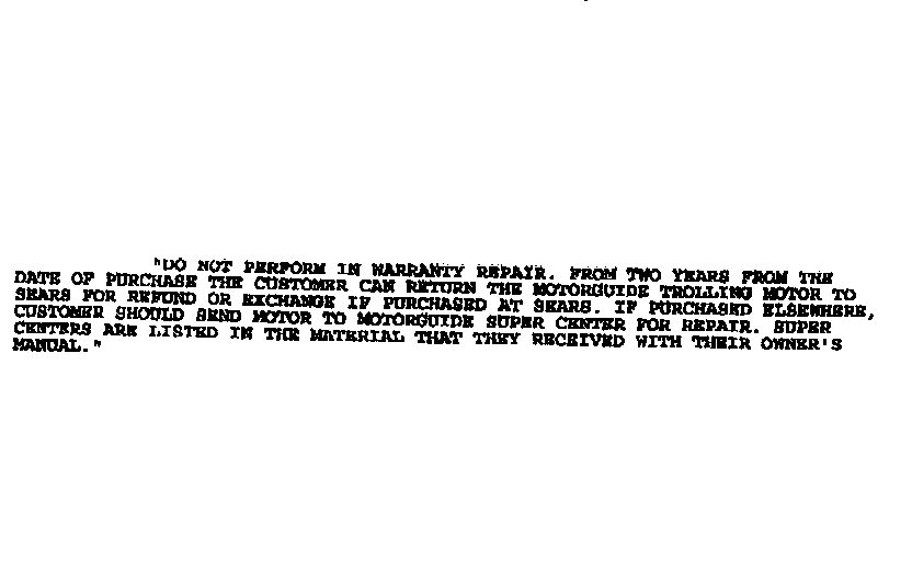 Warranty notes