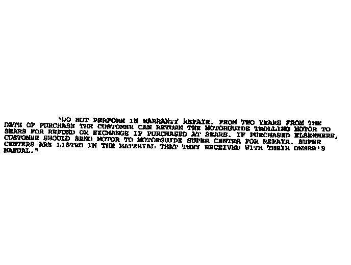 Warranty notes