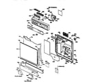 GE GSD4120Y70BB escutcheon and door assembly diagram
