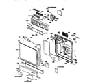 GE GSD4020Y70BB escutcheon and door assembly diagram