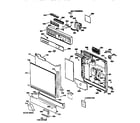 GE GSD4130Y70WW escutcheon and door assembly diagram