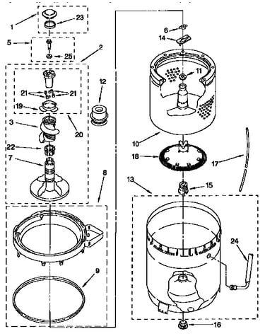 Agitator, basket and tub