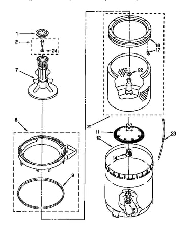 Agitator, basket and tub