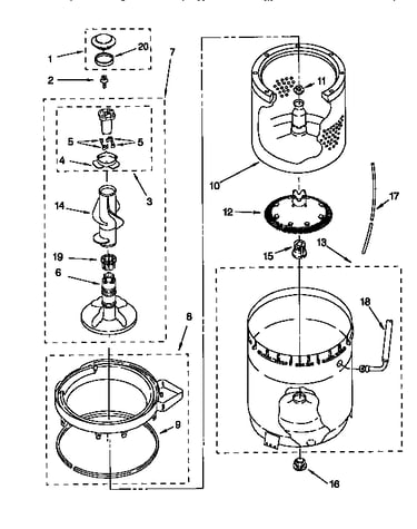 Agitator, basket and tub