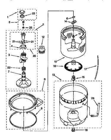 Agitator, basket and tub