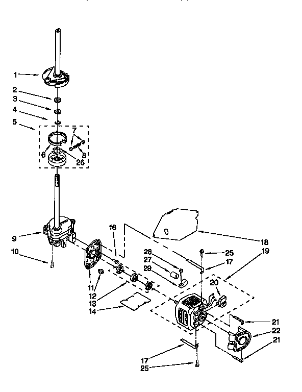 Gearcase, motor and pump