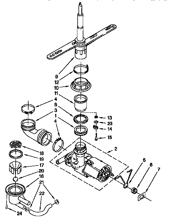 Pump and spray arm