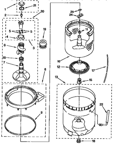 Agitator, basket and tub