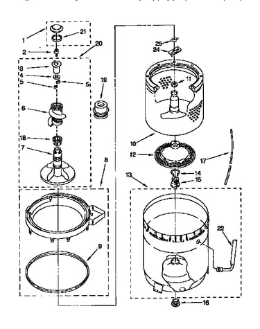 Agitator, basket and tub