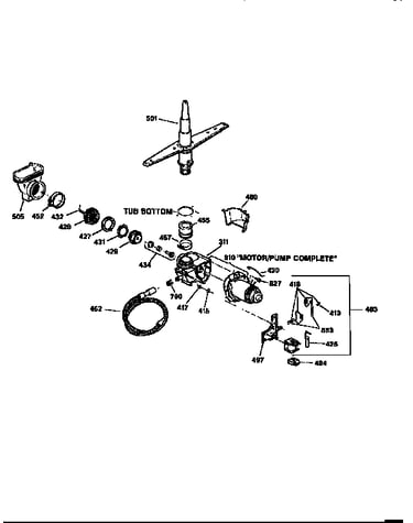 Motor pump mechanism&spray arm