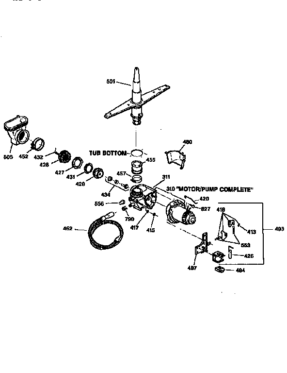 Motor pump and spray arm