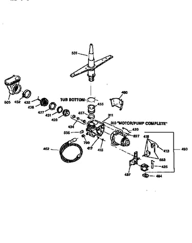 Motor pump and spray arm