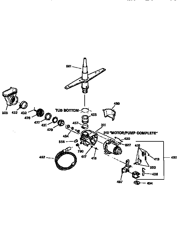 Motor pump mechanism&spray arm