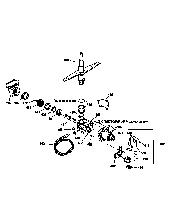 Motor pump mechanism&spray arm