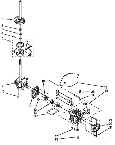 Gearcase, motor and pump