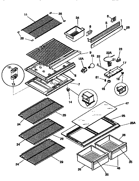 Separator and shelves