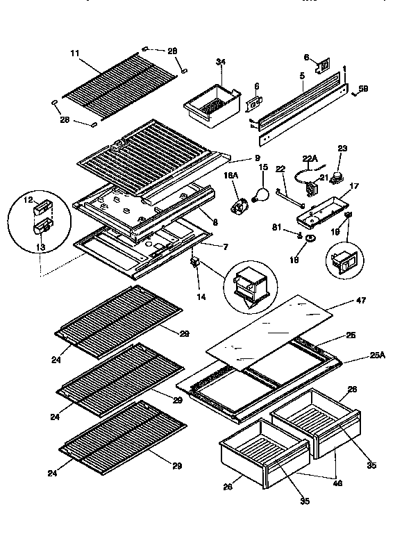 Separator and shelves