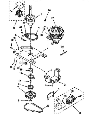 Gearcase, motor and pump