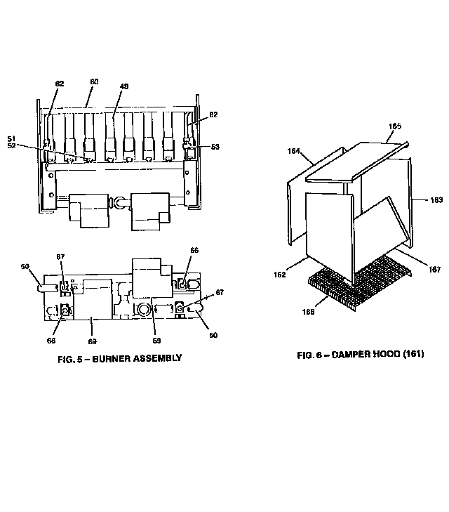 DAMPER HOOD AND BURNER ASSEMBLY