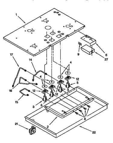 Burner box, gas valves