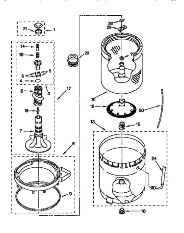 Agitator, basket and tub