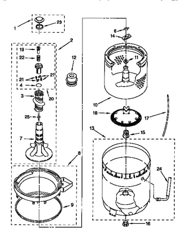 Agitator, basket and tub