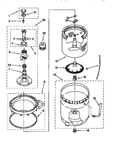 Agitator, basket and tub