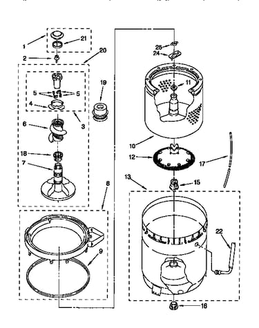 Agitator, basket and tub