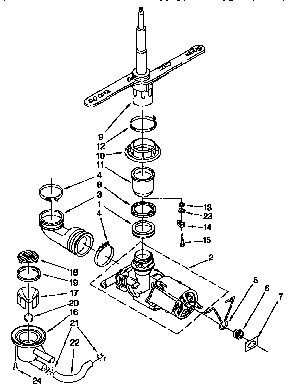 Pump and spray arm