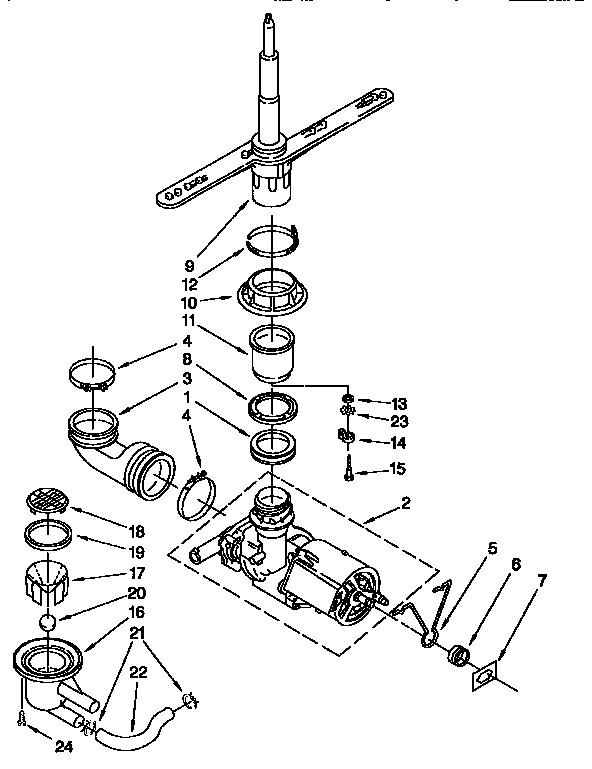 Pump and spray arm