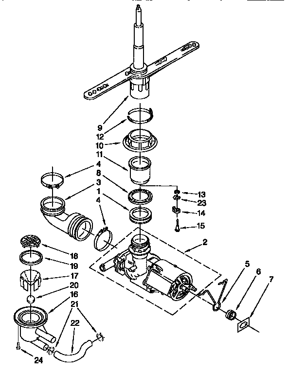 Pump and spray arm