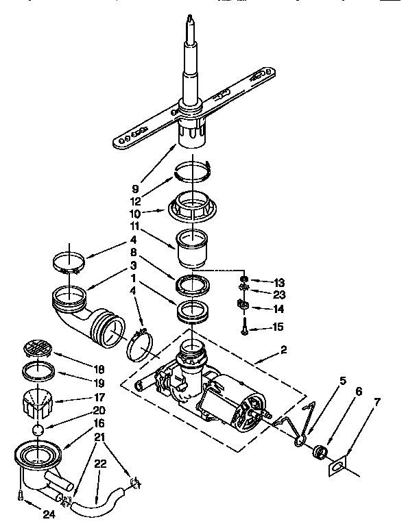 Pump and spray arm