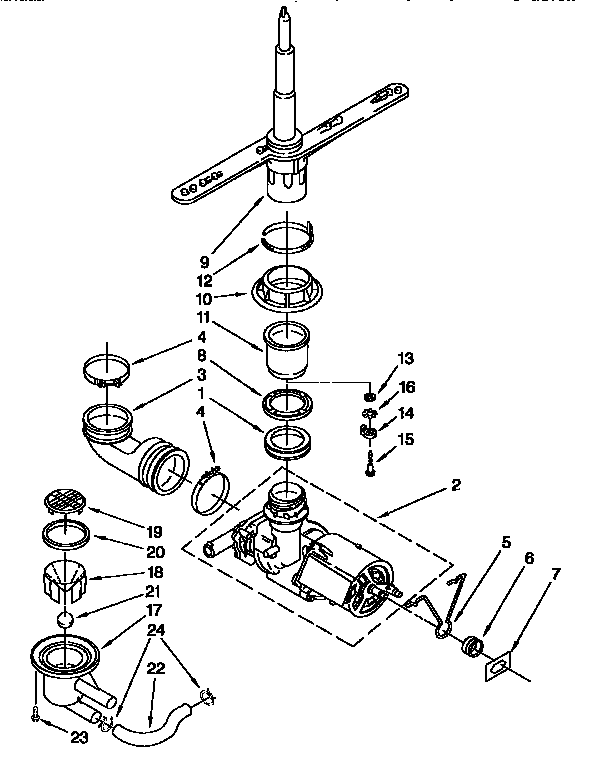 Pump and spray arm