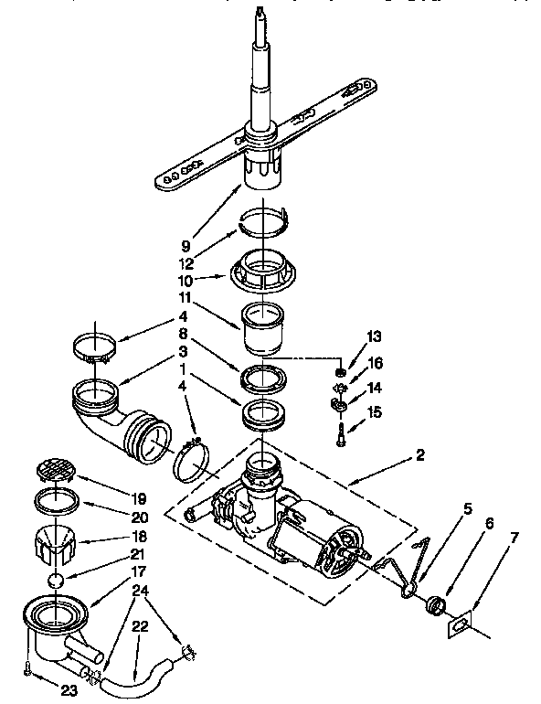 Pump and spray arm