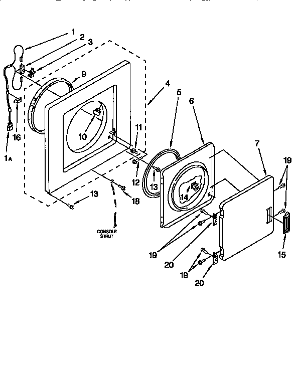 Dryer front panel and door
