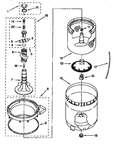 Agitator, basket and tub