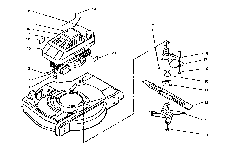 Fuel tank and blade assembly