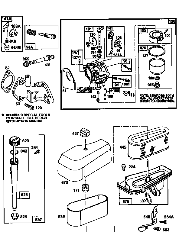 Carburetor and air cleaner assembly