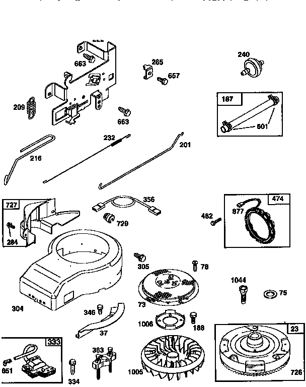 Blower houing and flywheel assembly