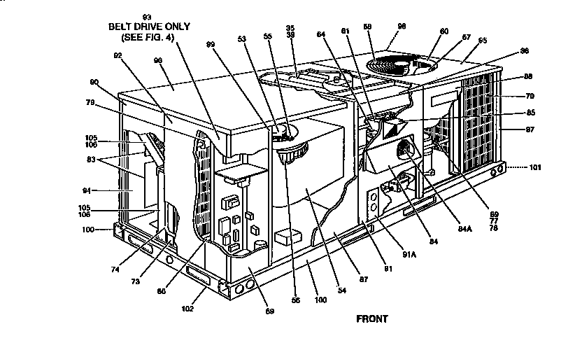 Front view single package unit