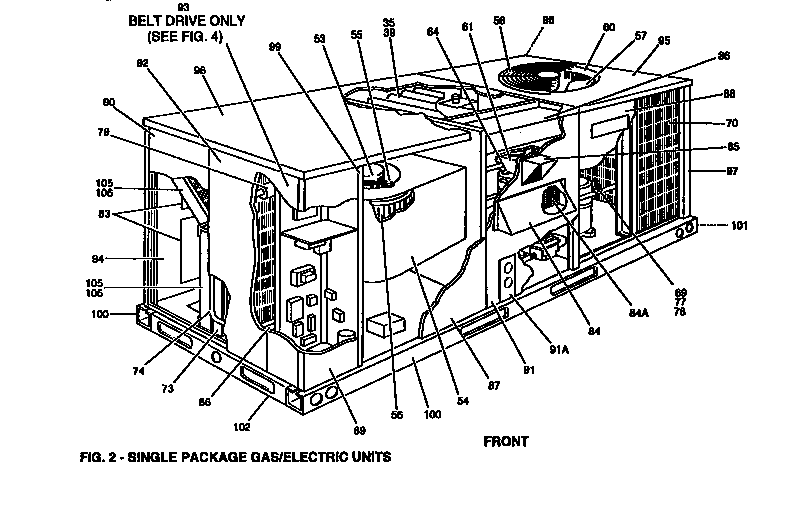 Front view single package unit