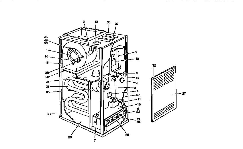 Counterflow natural gas furnace