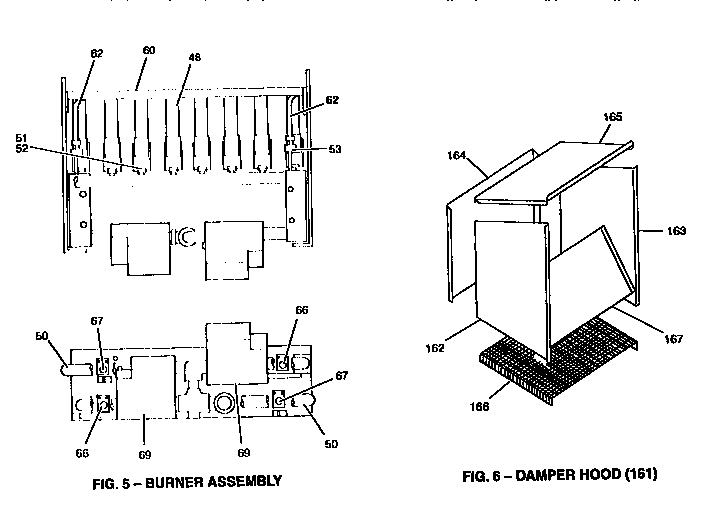 DAMPER HOOD AND BURNER ASSEMBLY