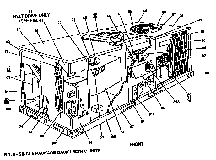 Front view single package unit