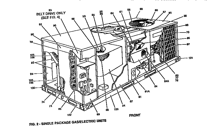 Front view single package unit