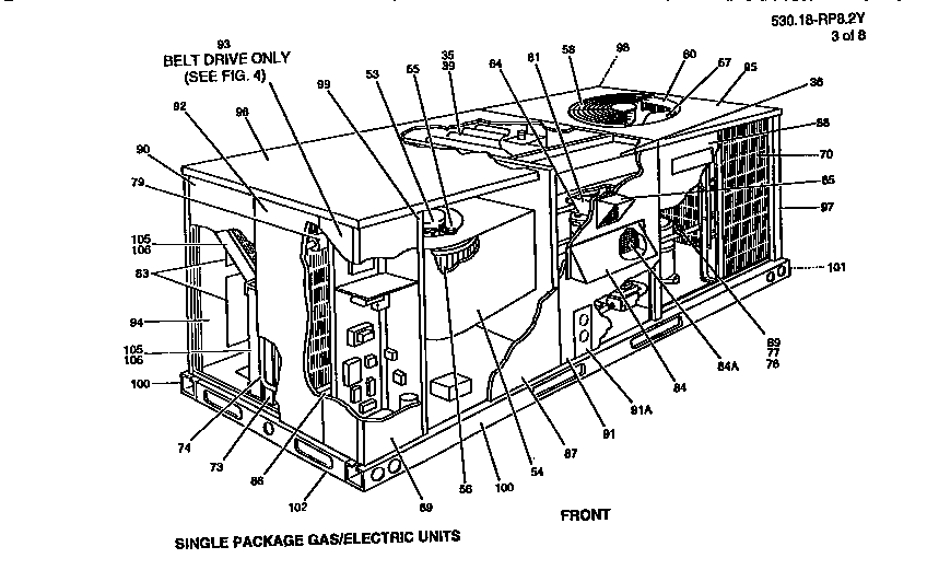 Front view single package unit