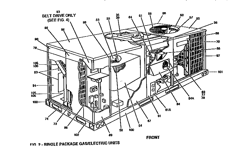 Front view single package unit