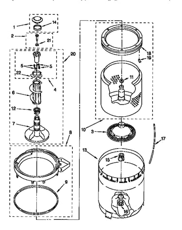 Agitator, basket and tub