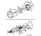 GE DCCB330ET0WC drum, heater assembly, blower & drive asm. diagram