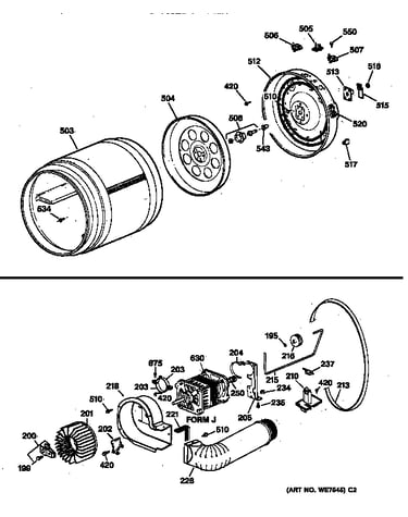 Drum, heater assembly, blower & drive asm.